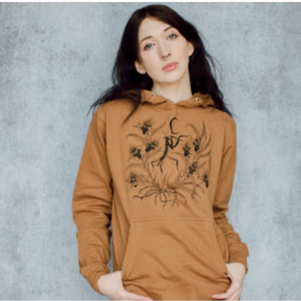 Orchid Mantis Pullover Hoodie Women's Tan Graphic